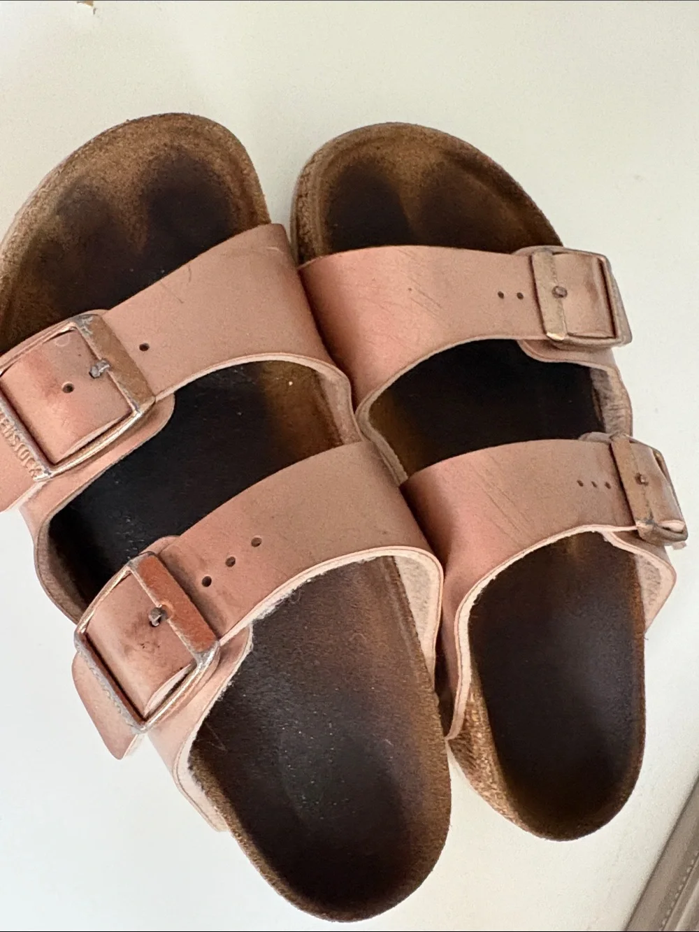 Birkenstock Kids Two-Strap Metallic Rose Sandals